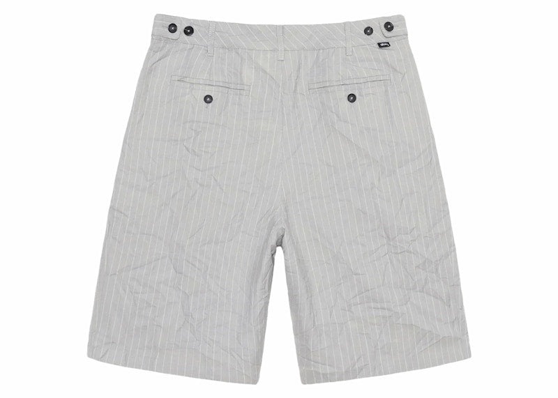 Stussy Volume Pleated Stripe Wrinkled Short Grey