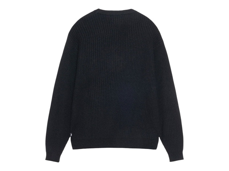 Stussy Waffle Knit Cashmere Crew Black