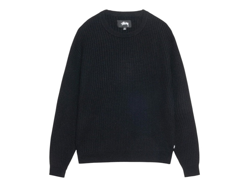 Stussy Waffle Knit Cashmere Crew Black