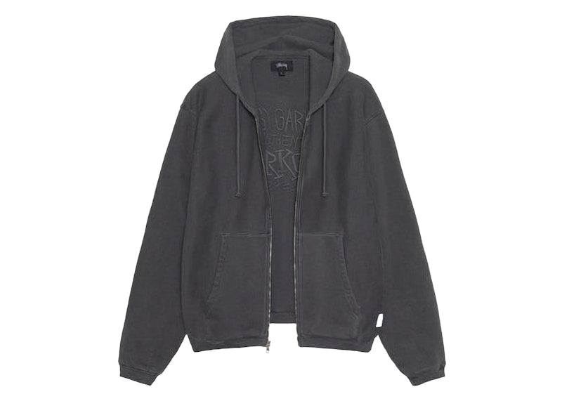 Stussy Waffle Lined Zip Hoodie Black