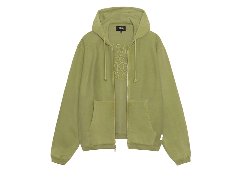 Stussy Waffle Lined Zip Hoodie Green