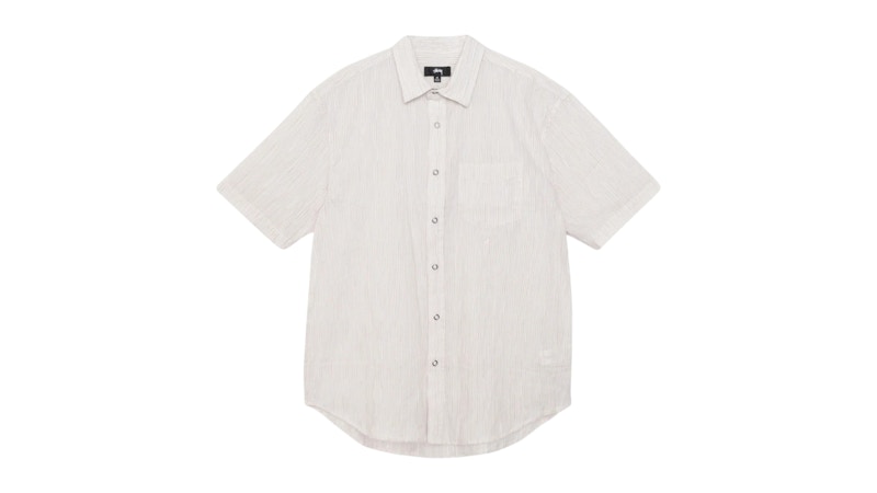 Stussy Wavy Striped Short Sleeve Shirt Natural