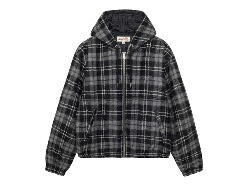 Stussy Wool Plaid Work Jacket Charcoal