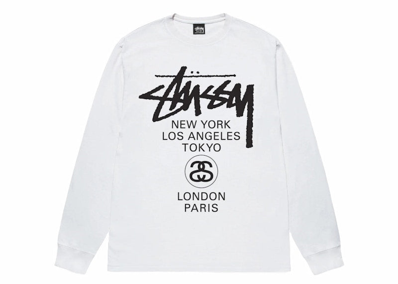 Stussy World Tour LS Tee White