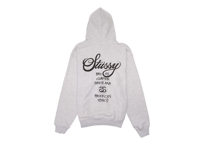 Stussy World Tour Zip Hoodie Ash Heather (FW22)