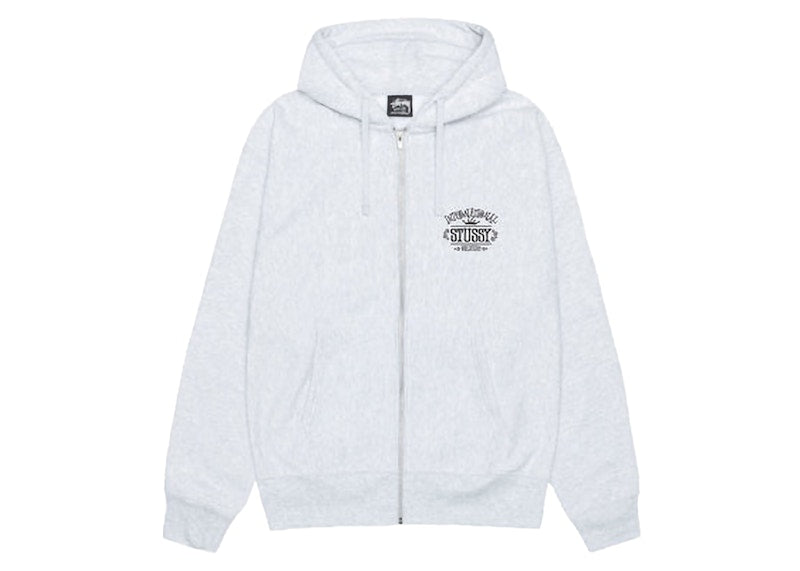 Stussy Worldwide Zip Hoodie Ash Heather