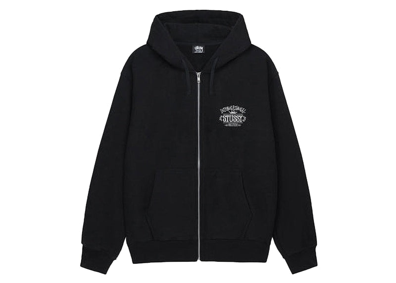 Stussy Worldwide Zip Hoodie Black