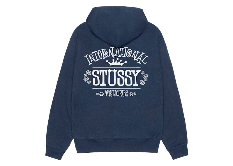 Stussy Worldwide Zip Hoodie Navy