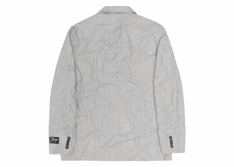 Stussy Wrinkled Stripe Double-Breasted Blazer Grey