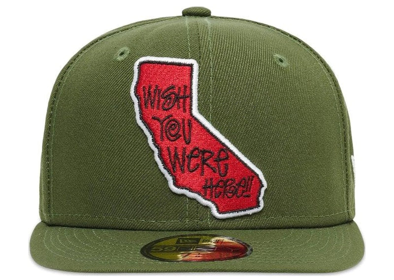 Stussy x New Era Wish You Were Here 59Fifty Fitted Cap Army