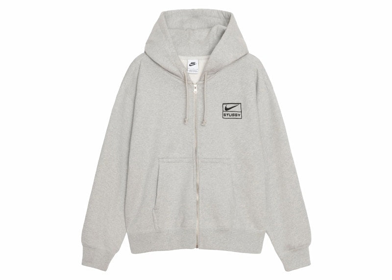 Stussy x Nike Fleece Zip Up Hoodie (Asia Sizing FW23) Grey