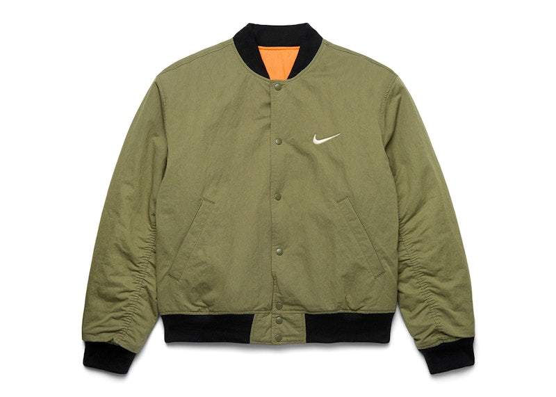 Stussy x Nike Reversible Varsity Jacket Medium Olive/Bright Mandarin