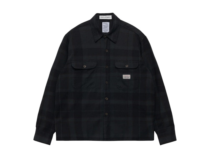 Stussy x Our Legacy Work Shop Country Shirt Overdye Black Flannel Check