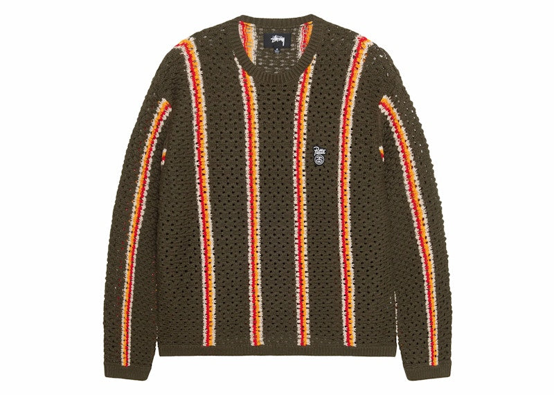 Stussy x Patta Striped Loose Gauge Sweater Olive