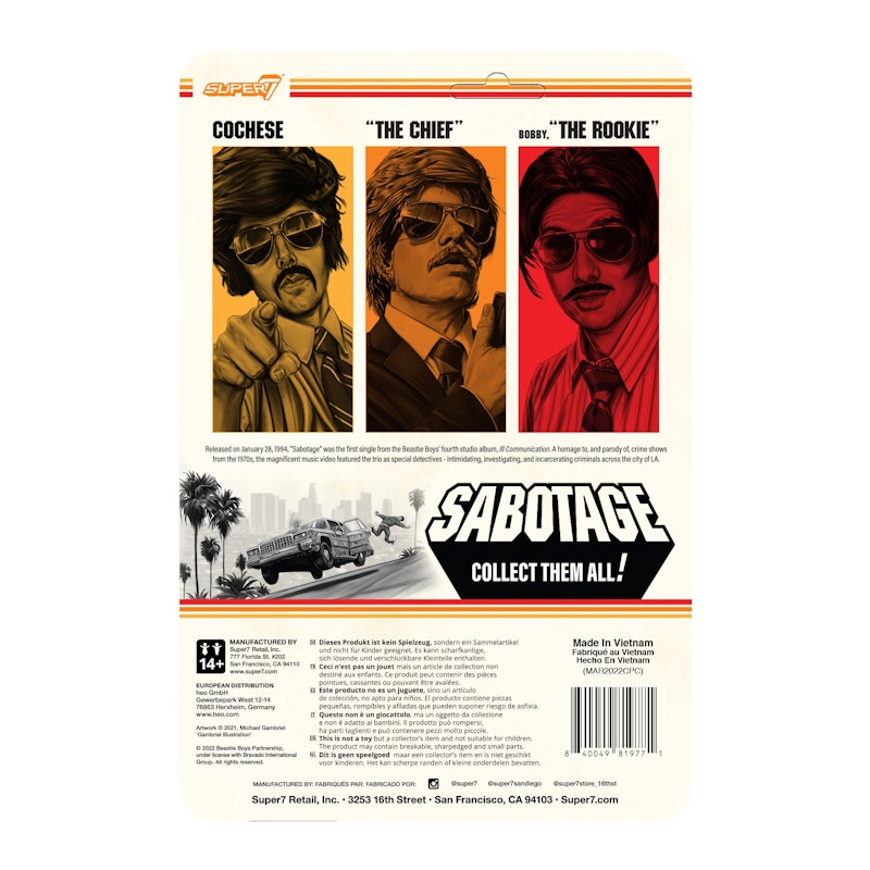 Super7 Beastie Boys Sabatoge Vic Colfari as Bobby "The Rookie" Action Figure