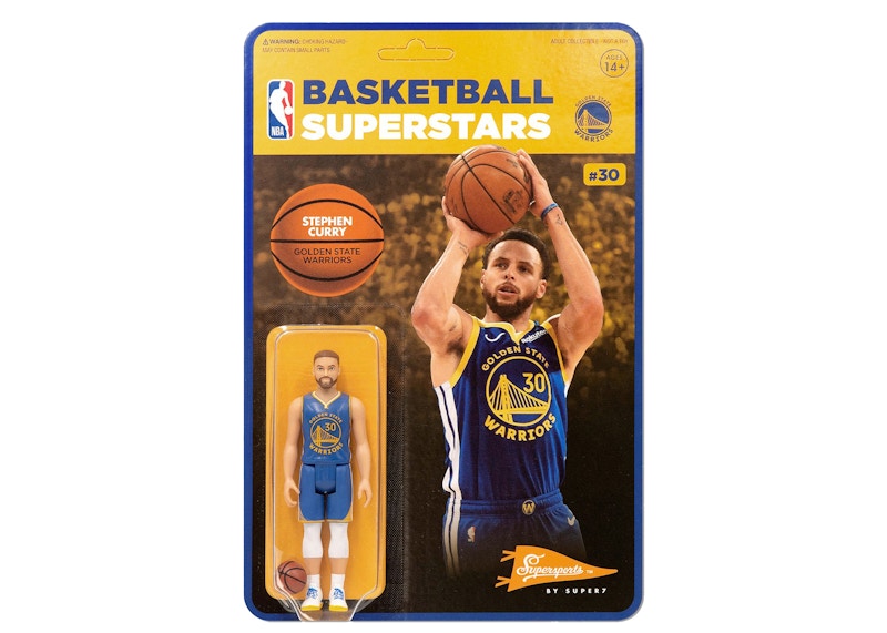 Super7 NBA Basketball Superstars Stephen Curry Action Figure Blue