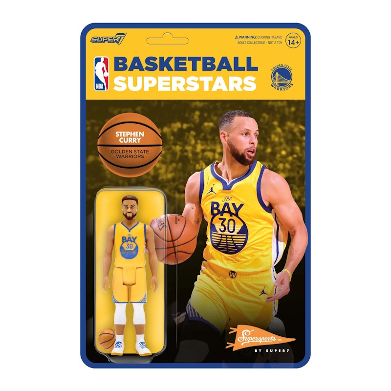 Super7 Supersports NBA Golden State Warriors Stephhen Curry Action Figure Yellow