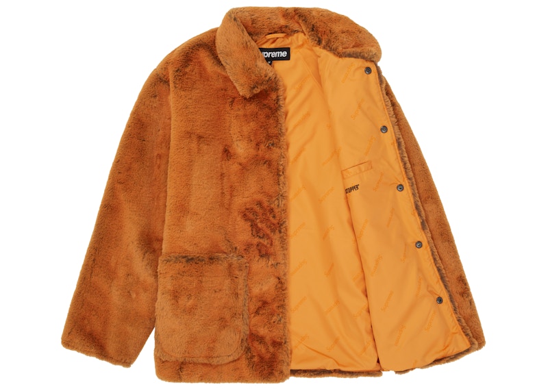Supreme 2-Tone Faux Fur Shop Coat Orange