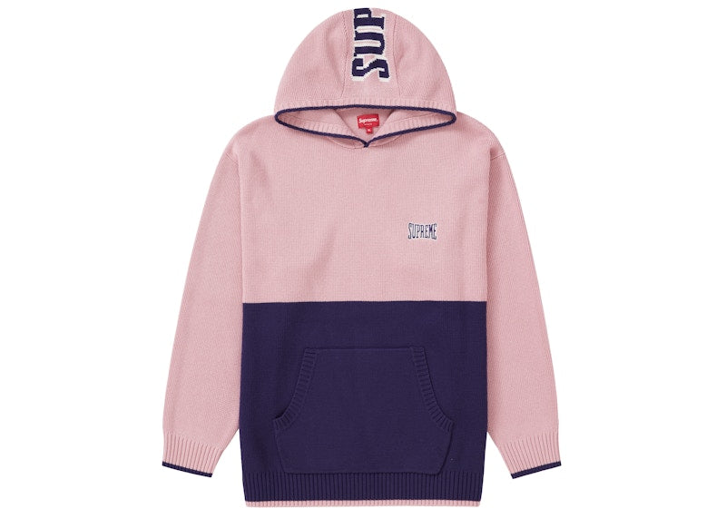 Supreme 2-Tone Hooded Sweater Pink