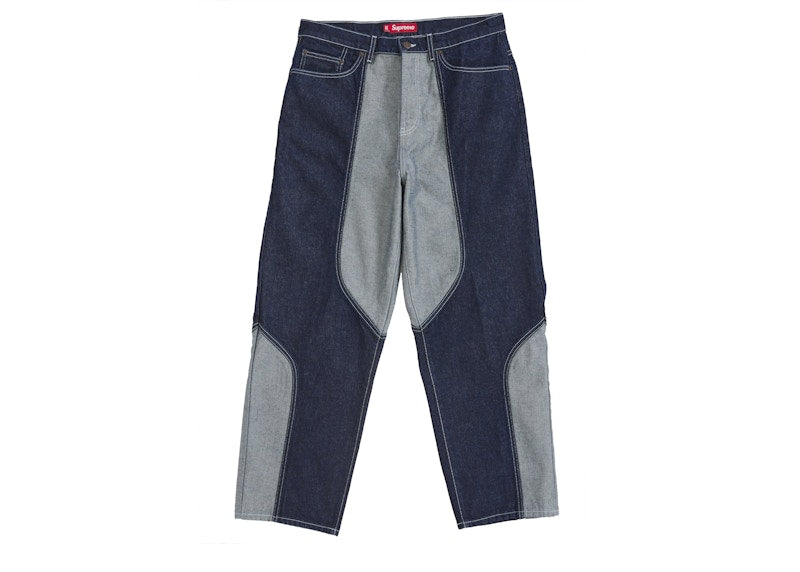Supreme 2-Tone Paneled Baggy Jean Blue
