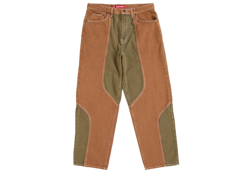 Supreme 2-Tone Paneled Baggy Jean Brown