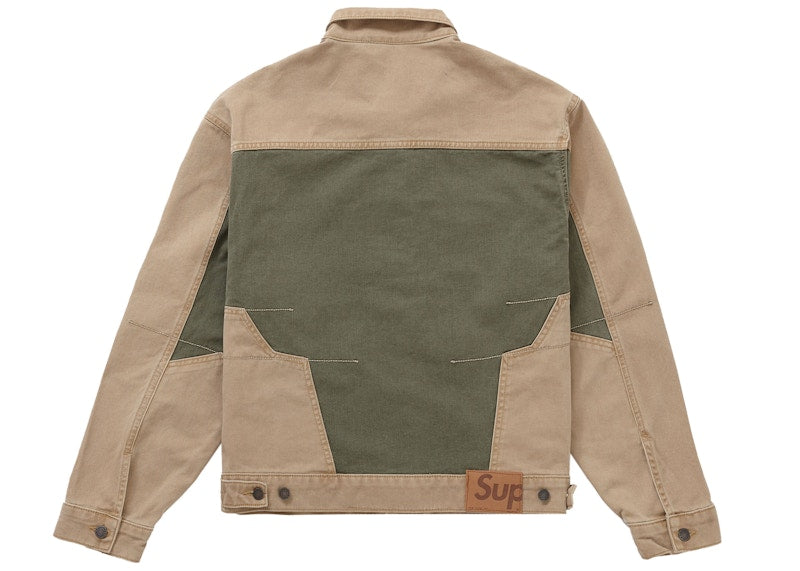 Supreme 2-Tone Paneled Denim Jacket Brown