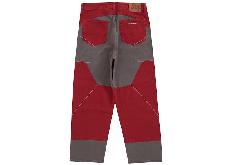 Supreme 2-Tone Paneled Jean Red