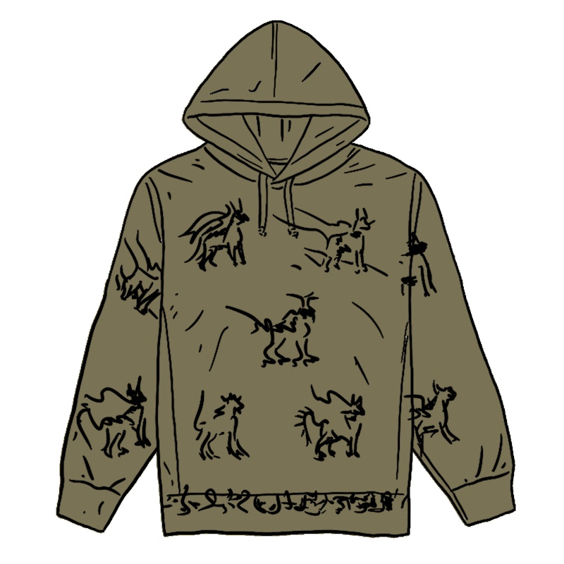 Supreme Animals Hooded Sweatshirt Light Olive