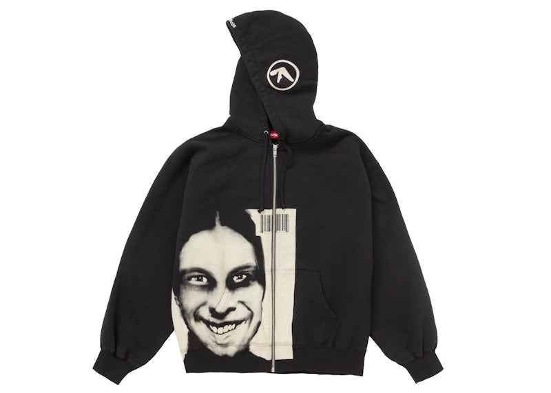 Supreme Aphex Twin Zip Up Hooded Sweatshirt Black