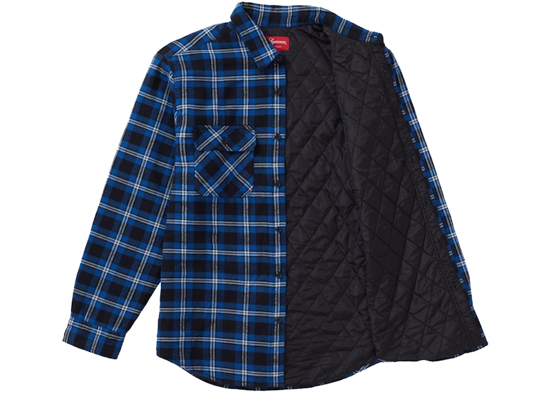 Supreme Arc Logo Quilted Flannel Shirt Black