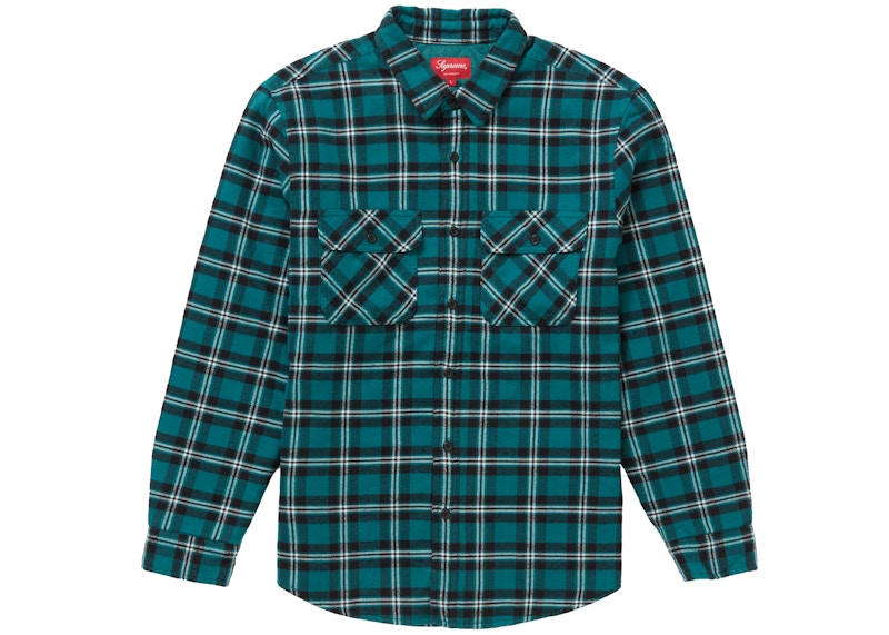 Supreme Arc Logo Quilted Flannel Shirt Green