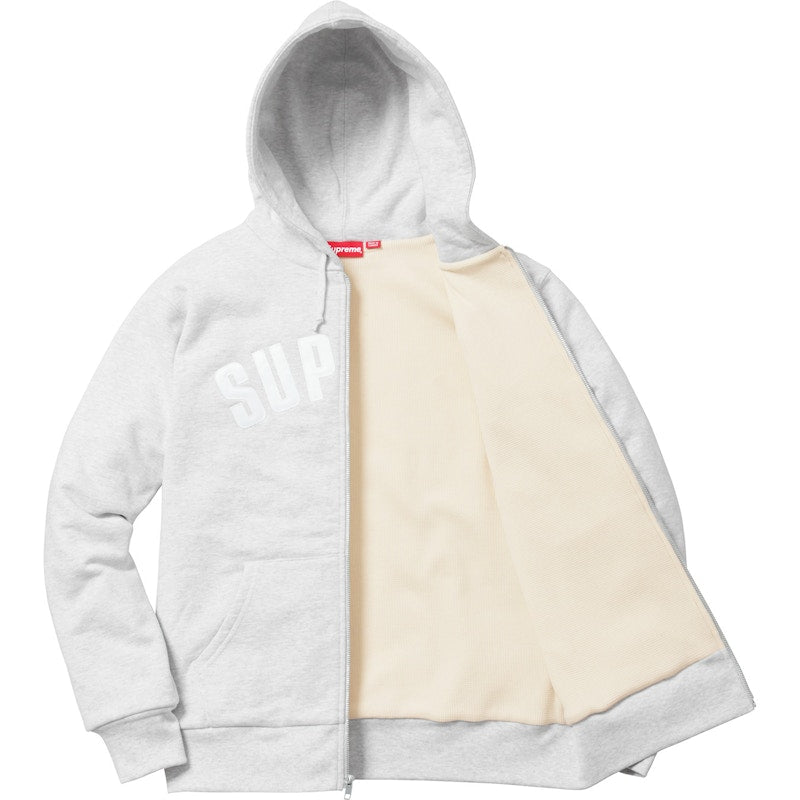 Supreme Arc Logo Thermal Zip Up Sweatshirt Ash Grey