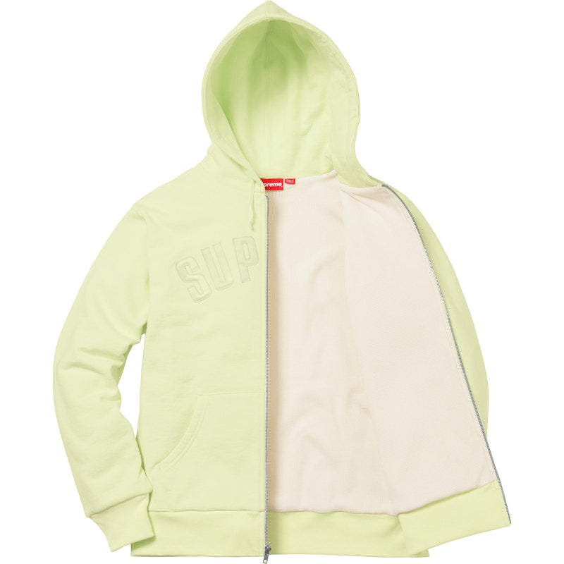 Supreme Arc Logo Thermal Zip Up Sweatshirt Pale Lime