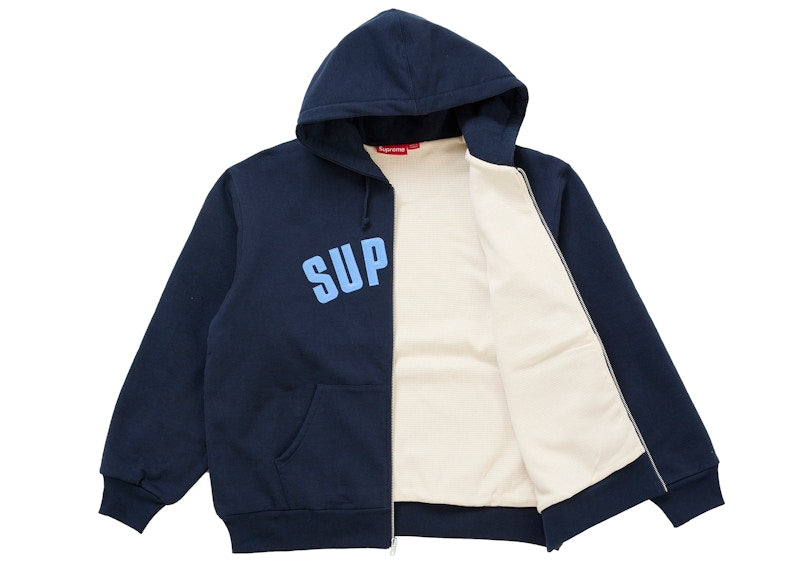 Supreme Arc Thermal Lined Zip Up Hooded Sweatshirt Navy