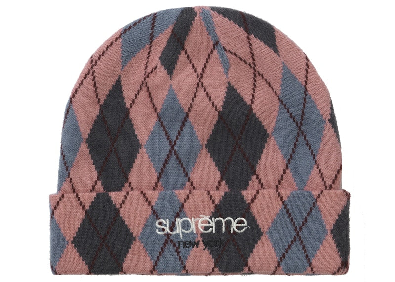 Supreme Argyle Cashmere Beanie Dusty Magenta