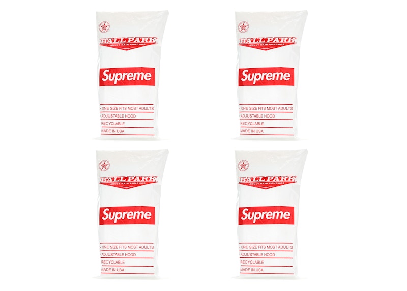 Supreme Ballpark Rain Poncho 4x Lot SS20 Season Gift White/Red