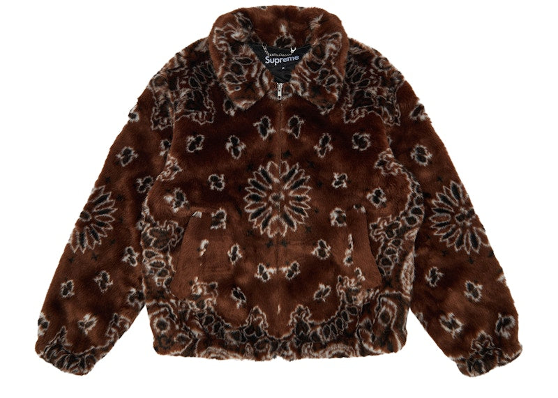 Supreme Bandana Faux Fur Bomber Jacket Brown