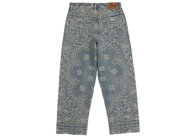 Supreme Bandana Jacquard Baggy Jean Blue