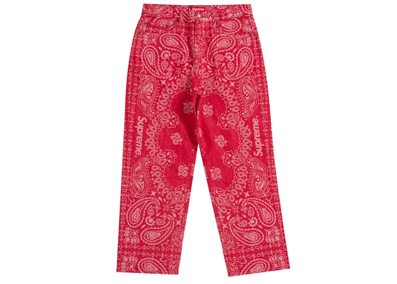 Supreme Bandana Jacquard Baggy Jean Red