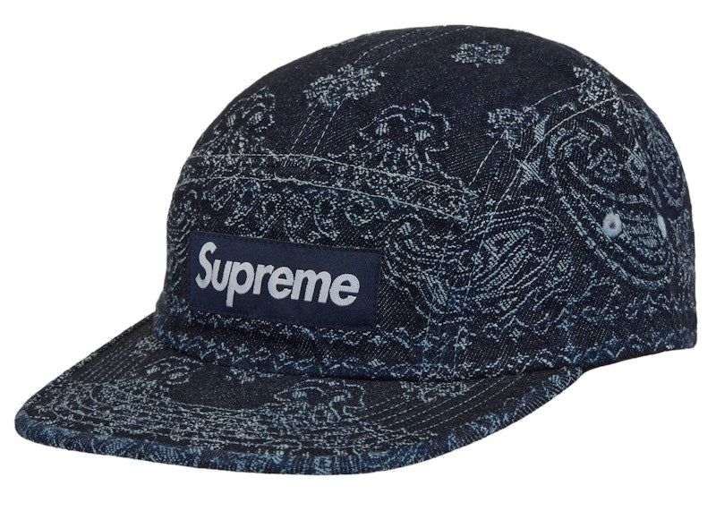 Supreme Bandana Jacquard Denim Camp Cap Indigo