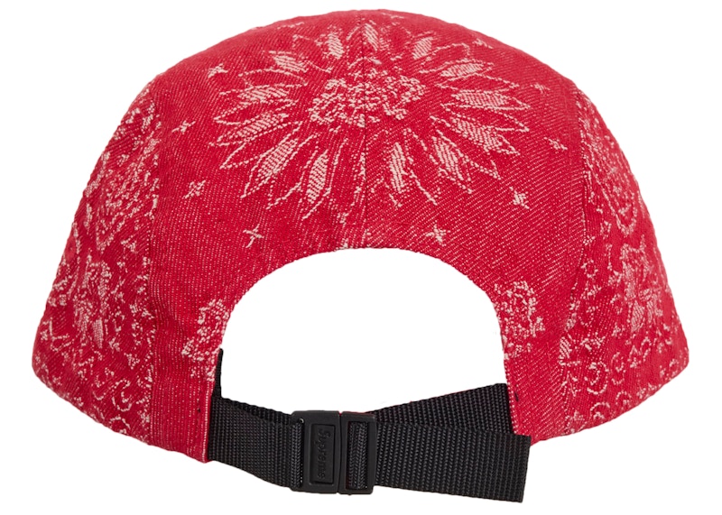 Supreme Bandana Jacquard Denim Camp Cap Red