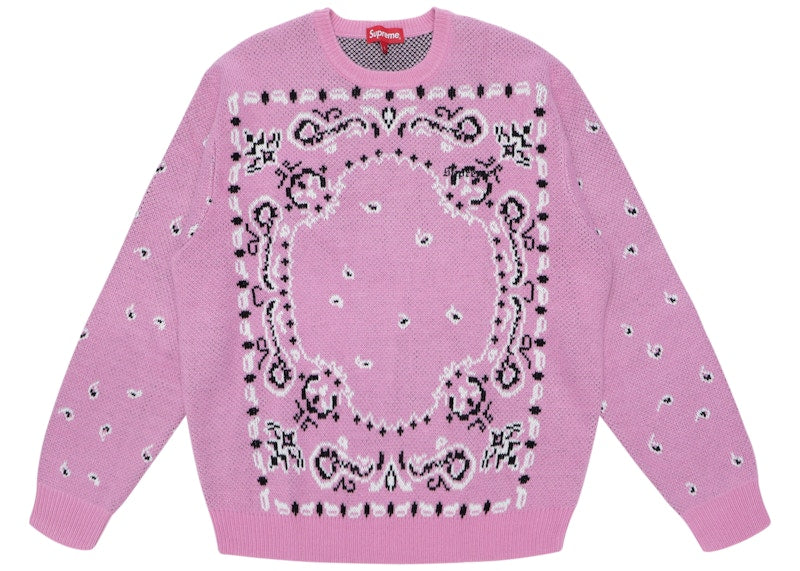 Supreme Bandana Sweater Light Pink