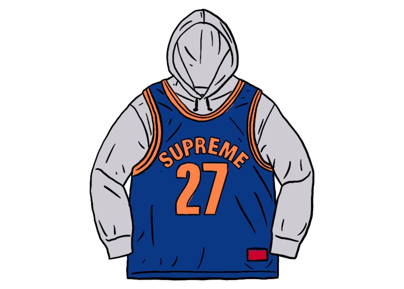 Supreme Basketball Jersey Hooded Sweatshirt Ash Grey