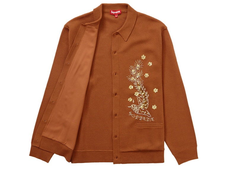 Supreme Beaded Applique Cardigan Rust