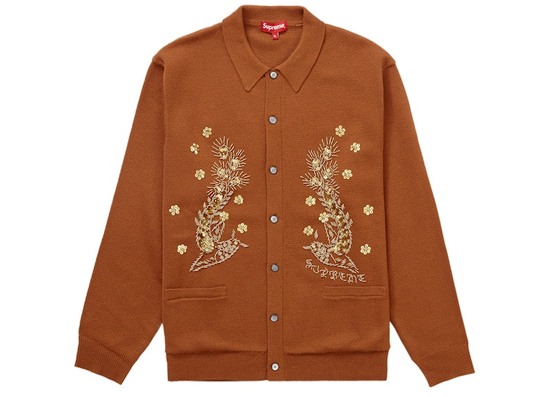 Supreme Beaded Applique Cardigan Rust