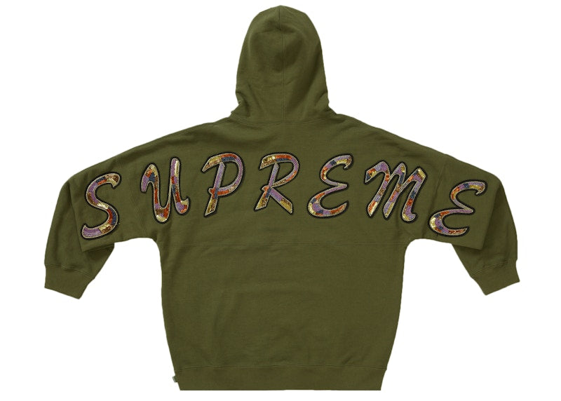 Supreme Beaded Hooded Sweatshirt Olive