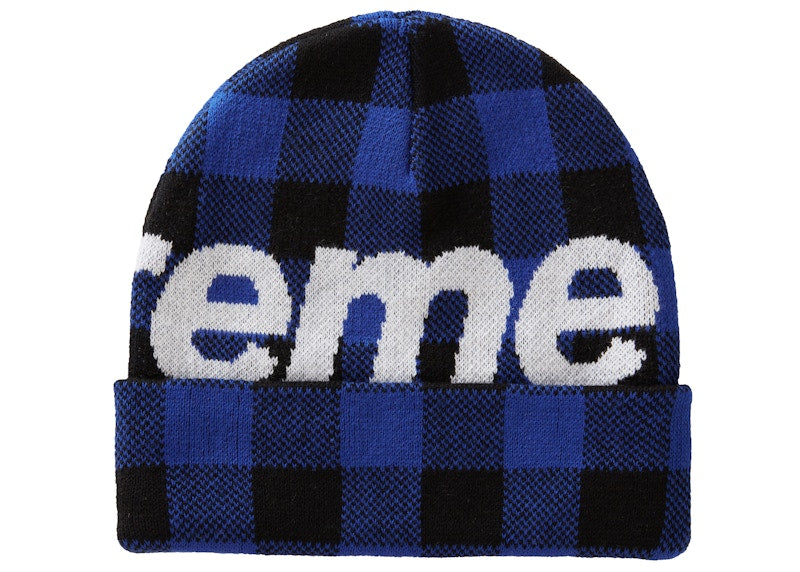 Supreme Big Logo Beanie (FW20) Blue Plaid