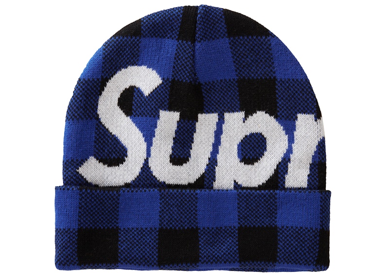 Supreme Big Logo Beanie (FW20) Blue Plaid