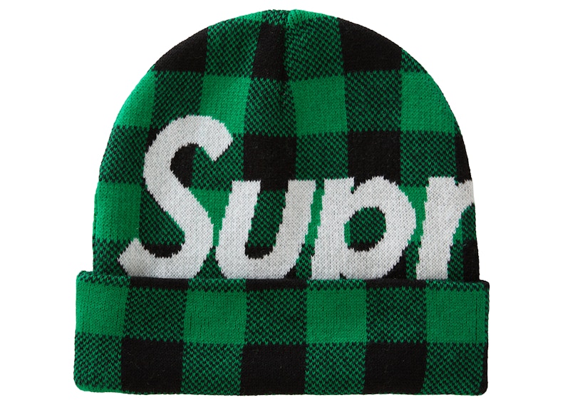 Supreme Big Logo Beanie (FW20) Green Plaid