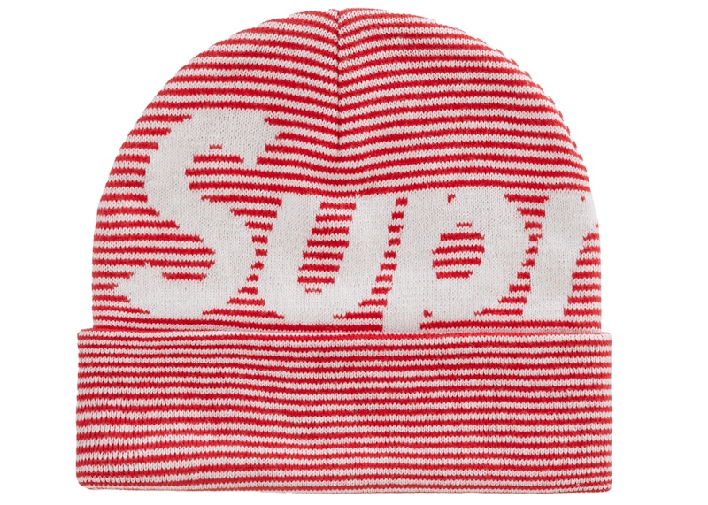 Supreme Big Logo Beanie (FW22) Red Stripe